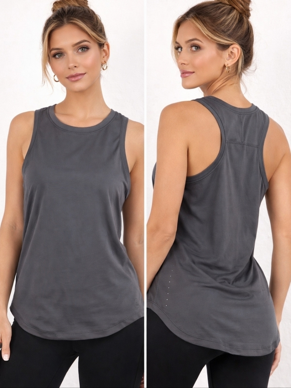CRZ Yoga Gray Racerback Tank Lightweight Athletic Gym Minimalist Size S